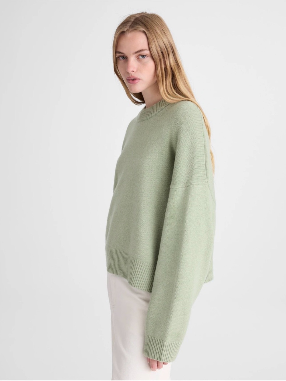 EUC MADEWELL SoftWool Boxy Crewneck Sweater Heather Seafoam Size XXS NT602 - Picture 12 of 13